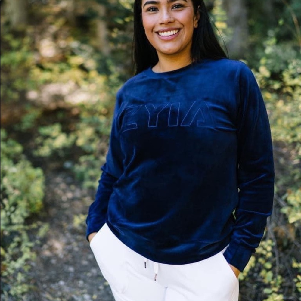 Navy Lightweight velvet feel sweatshirt